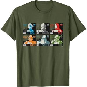 imageStar Wars The Bad Batch Faces Names and Quotes TShirtOlive Green