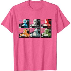 imageStar Wars The Bad Batch Faces Names and Quotes TShirtPink Heather