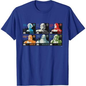 imageStar Wars The Bad Batch Faces Names and Quotes TShirtRoyal Blue