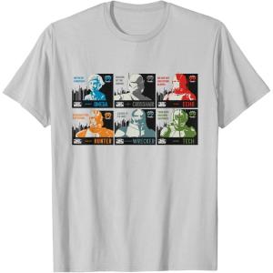 imageStar Wars The Bad Batch Faces Names and Quotes TShirtSilver Grey