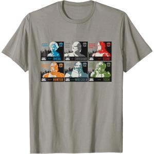 imageStar Wars The Bad Batch Faces Names and Quotes TShirtSlate Grey