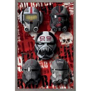 imageTrends International Star Wars The Bad BatchHelmets Wall Poster with Magnetic Frame 22375quot x 34quot Premium Print and Beechwood Hanger BundleBarnwood Framed Version