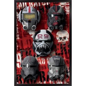 imageTrends International Star Wars The Bad BatchHelmets Wall Poster with Magnetic Frame 22375quot x 34quot Premium Print and Beechwood Hanger BundleBlack Framed Version