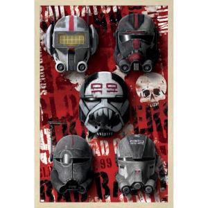 imageTrends International Star Wars The Bad BatchHelmets Wall Poster with Magnetic Frame 22375quot x 34quot Premium Print and Beechwood Hanger BundleBlonde Framed Version