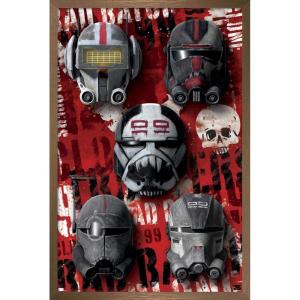 imageTrends International Star Wars The Bad BatchHelmets Wall Poster with Magnetic Frame 22375quot x 34quot Premium Print and Beechwood Hanger BundleBronze Framed Version
