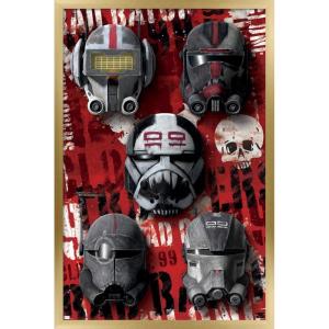 imageTrends International Star Wars The Bad BatchHelmets Wall Poster with Magnetic Frame 22375quot x 34quot Premium Print and Beechwood Hanger BundleGold Framed Version