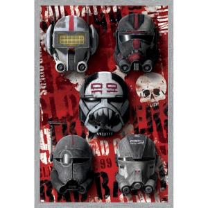 imageTrends International Star Wars The Bad BatchHelmets Wall Poster with Magnetic Frame 22375quot x 34quot Premium Print and Beechwood Hanger BundleGray Framed Version