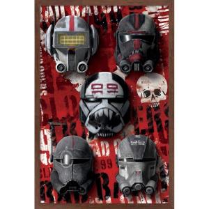 imageTrends International Star Wars The Bad BatchHelmets Wall Poster with Magnetic Frame 22375quot x 34quot Premium Print and Beechwood Hanger BundleMahogany Framed Version