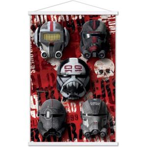 imageTrends International Star Wars The Bad BatchHelmets Wall Poster with Magnetic Frame 22375quot x 34quot Premium Print and Beechwood Hanger BundlePremium Print and White Hanger Bundle