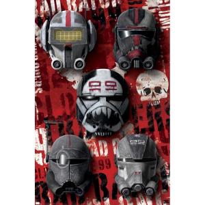 imageTrends International Star Wars The Bad BatchHelmets Wall Poster with Magnetic Frame 22375quot x 34quot Premium Print and Beechwood Hanger BundlePremium Unframed Version