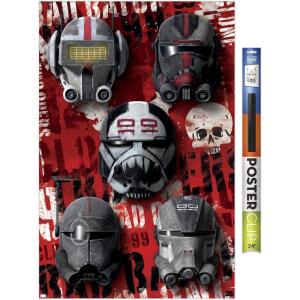 imageTrends International Star Wars The Bad BatchHelmets Wall Poster with Magnetic Frame 22375quot x 34quot Premium Print and Beechwood Hanger BundlePremium Poster  Clip Bundle