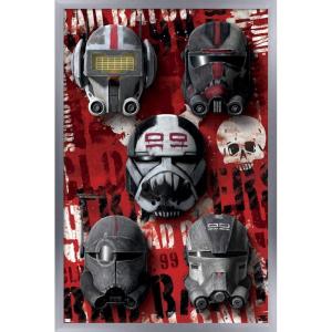 imageTrends International Star Wars The Bad BatchHelmets Wall Poster with Magnetic Frame 22375quot x 34quot Premium Print and Beechwood Hanger BundleSilver Framed Version