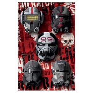 imageTrends International Star Wars The Bad BatchHelmets Wall Poster with Magnetic Frame 22375quot x 34quot Premium Print and Beechwood Hanger BundleWhite Framed Version