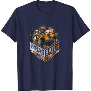 imageStar Wars The Bad Batch Group Shot Orange Logo TShirtNavy Blue