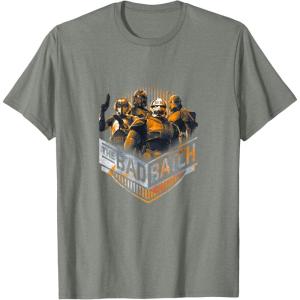 imageStar Wars The Bad Batch Group Shot Orange Logo TShirtOlive Heather