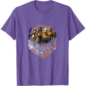 imageStar Wars The Bad Batch Group Shot Orange Logo TShirtPurple Heather
