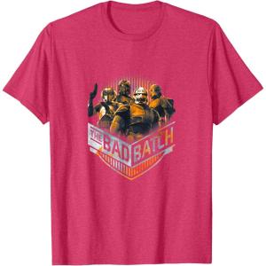 imageStar Wars The Bad Batch Group Shot Orange Logo TShirtRed Heather