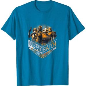 imageStar Wars The Bad Batch Group Shot Orange Logo TShirtSapphire Blue