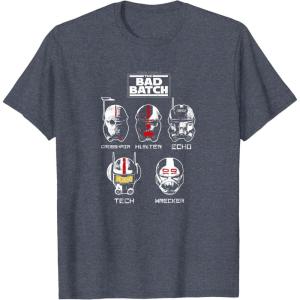 imageStar Wars The Bad Batch Helmets TShirtHeather Blue