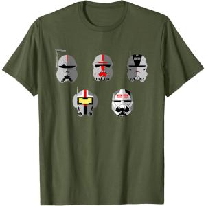 imageStar Wars The Bad Batch Clone Force 99 Helmets TShirtOlive Green