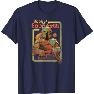 imageStar Wars The Book Of Boba Fett Twin Suns Retro Box Up TShirtNavy Blue