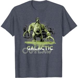imageStar Wars The Book of Boba Fett Galactic Outlaw Rancor Rider TShirtHeather Blue