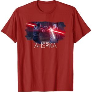 imageStar Wars Ahsoka Part Four Lightsaber Duel vs Marrok Disney TShirtCranberry Red