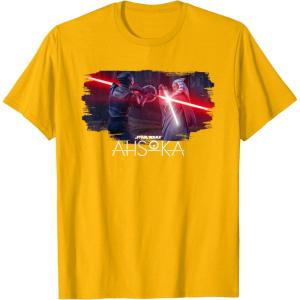 imageStar Wars Ahsoka Part Four Lightsaber Duel vs Marrok Disney TShirtGolden Yellow