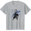 imageStar Wars Ahsoka Inked Sketch Blue Paint Smear TShirtHeather Grey
