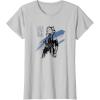 imageStar Wars Ahsoka Inked Sketch Blue Paint Smear TShirtSilver Grey