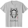 imageStar Wars Ahsoka Minimalist Face Portrait TShirtSilver Grey