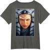 imageStar Wars Ahsoka Tano Face ampamp Logo Poster Art Disney 2Sided TShirtAsphalt Grey