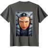 imageStar Wars Ahsoka Tano Face ampamp Logo Poster Art Disney 2Sided TShirtAsphalt Grey