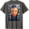 imageStar Wars Ahsoka Tano Face ampamp Logo Poster Art Disney 2Sided TShirtAsphalt Grey
