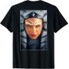 imageStar Wars Ahsoka Tano Face ampamp Logo Poster Art Disney 2Sided TShirtBlack