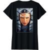 imageStar Wars Ahsoka Tano Face ampamp Logo Poster Art Disney 2Sided TShirtBlack