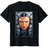 imageStar Wars Ahsoka Tano Face ampamp Logo Poster Art Disney 2Sided TShirtBlack