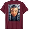 imageStar Wars Ahsoka Tano Face ampamp Logo Poster Art Disney 2Sided TShirtBurgundy