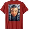 imageStar Wars Ahsoka Tano Face ampamp Logo Poster Art Disney 2Sided TShirtCranberry Red