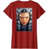imageStar Wars Ahsoka Tano Face ampamp Logo Poster Art Disney 2Sided TShirtCranberry Red