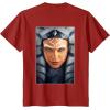 imageStar Wars Ahsoka Tano Face ampamp Logo Poster Art Disney 2Sided TShirtCranberry Red