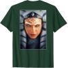 imageStar Wars Ahsoka Tano Face ampamp Logo Poster Art Disney 2Sided TShirtDark Green
