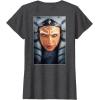 imageStar Wars Ahsoka Tano Face ampamp Logo Poster Art Disney 2Sided TShirtDark Heather Grey