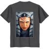 imageStar Wars Ahsoka Tano Face ampamp Logo Poster Art Disney 2Sided TShirtDark Heather Grey