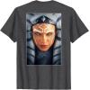 imageStar Wars Ahsoka Tano Face ampamp Logo Poster Art Disney 2Sided TShirtDark Heather Grey