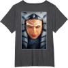 imageStar Wars Ahsoka Tano Face ampamp Logo Poster Art Disney 2Sided TShirtDark Heather Grey