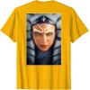 imageStar Wars Ahsoka Tano Face ampamp Logo Poster Art Disney 2Sided TShirtGolden Yellow