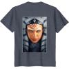 imageStar Wars Ahsoka Tano Face ampamp Logo Poster Art Disney 2Sided TShirtHeather Blue