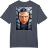 imageStar Wars Ahsoka Tano Face ampamp Logo Poster Art Disney 2Sided TShirtHeather Blue