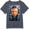 imageStar Wars Ahsoka Tano Face ampamp Logo Poster Art Disney 2Sided TShirtHeather Blue